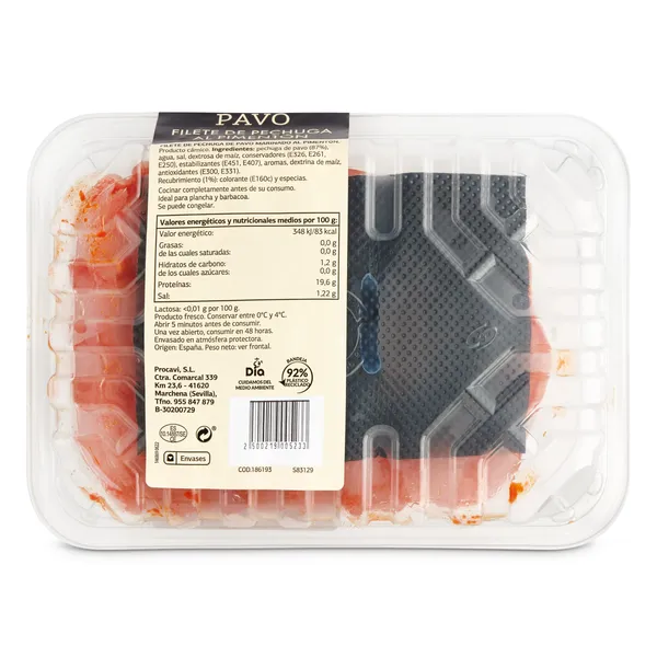 Pechuga de pavo fileteada al pimentón Selección de Dia 620 g aprox. 4