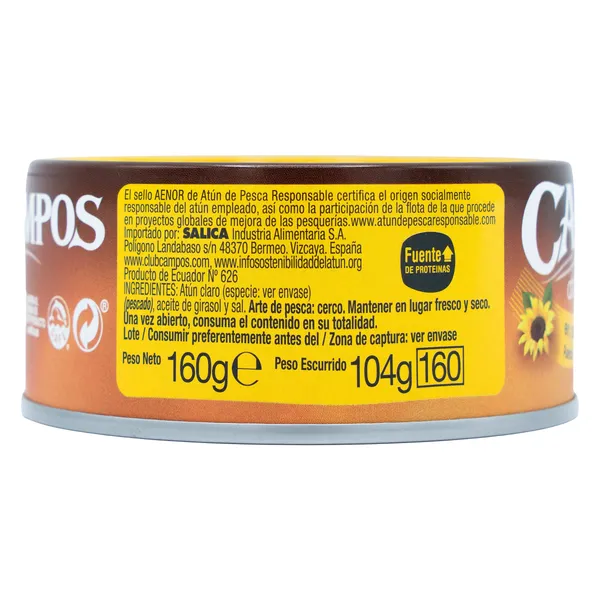 Atún claro en aceite de girasol Campos 104 g 3