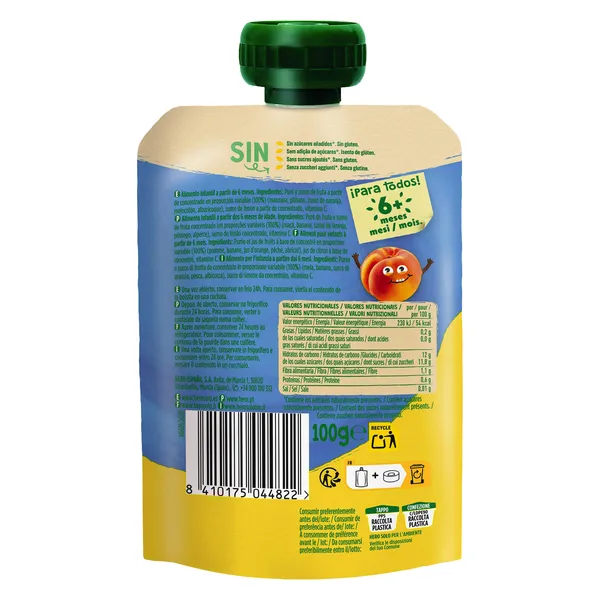Alimento infantil con puré de frutas mediterráneo Hero bolsa 100 g 3