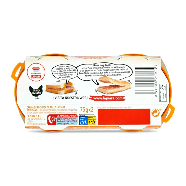 Crema de pollo natural La piara lata 2 x 75 g 3