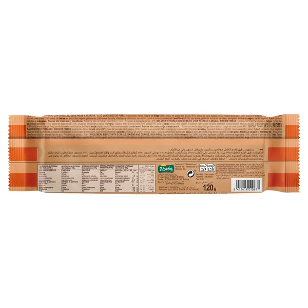 Galletas integrales con muesli, naranja y pasas Florbu bolsa 120 g 2