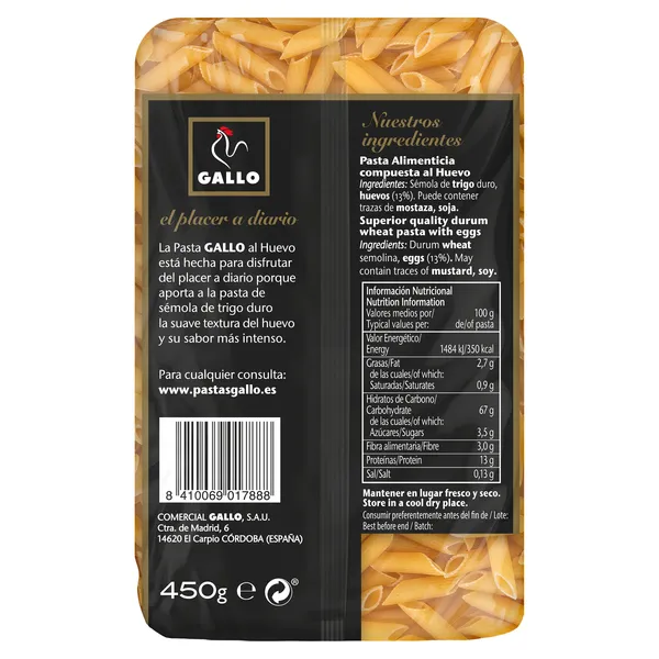 Macarrones al huevo Gallo 450 g 2