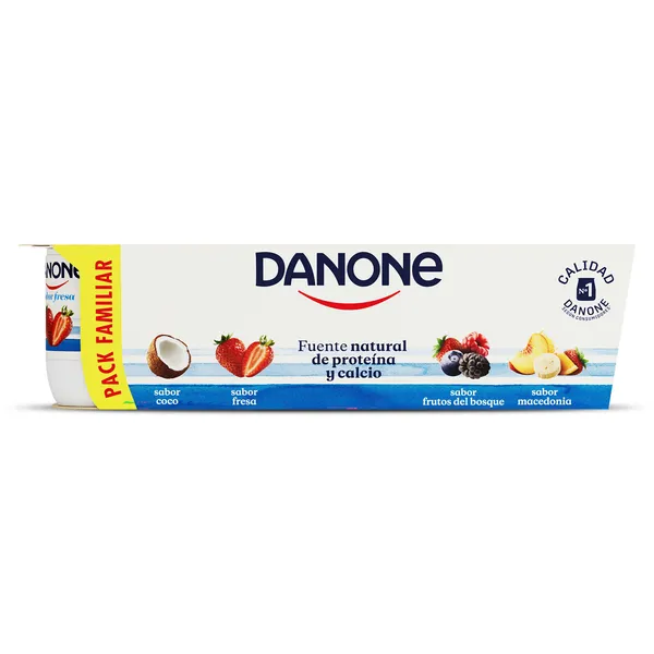Yogur sabor coco, fresa, frutos del bosque y macedonia Danone 8 x 120 g 2