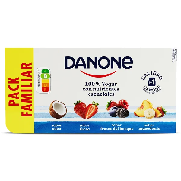 Yogur sabor coco, fresa, frutos del bosque y macedonia Danone 8 x 120 g 3