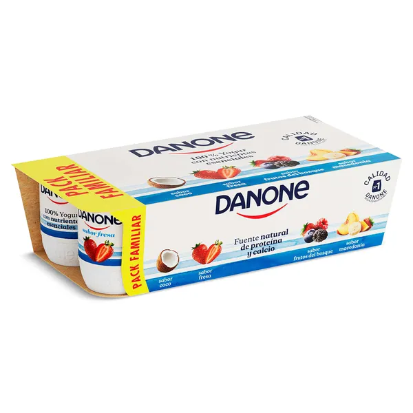 Yogur sabor coco, fresa, frutos del bosque y macedonia Danone 8 x 120 g 4