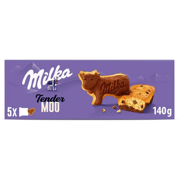 Bizcocho con pepitas de chocolate tender moo Milka caja 140 g 2