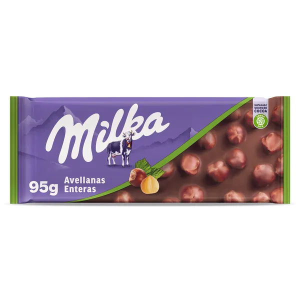 Chocolate con leche y avellanas enteras Milka 95 g 2