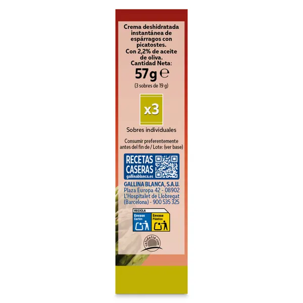 Crema de espárragos Gallina Blanca Sopinstant caja 57 g 2