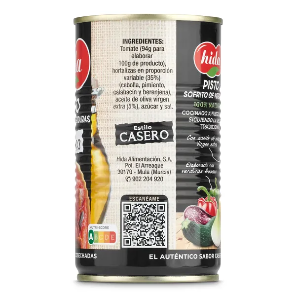 Pisto de tomate frito con verduras Hida 340 g 3