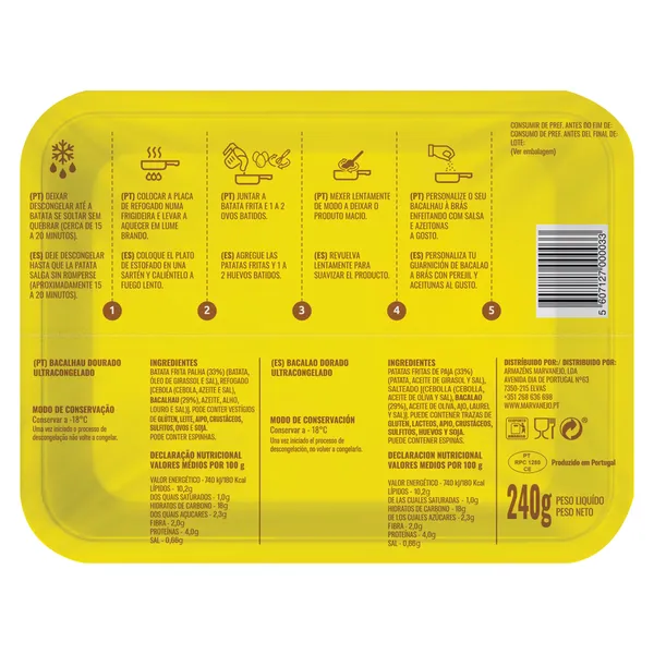 Bacalao dorado Marvanejo 240 g 2
