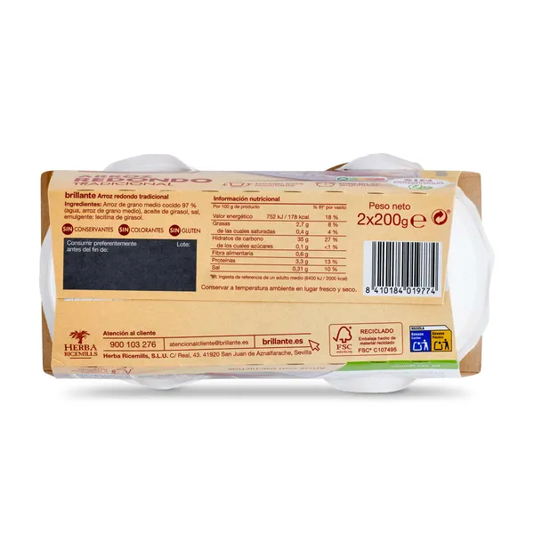 Vasos de arroz redondo Brillante 2 x 200 g 4