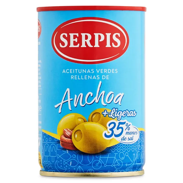 Aceitunas rellenas de anchoa ligeras Serpis 130 g 2