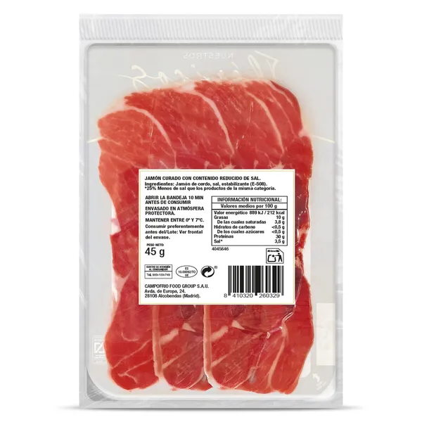 Jamón de cebo ibérico 50% de raza ibérica Navidul sobre 104 g 2