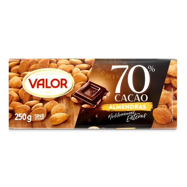 Chocolate negro con almendras enteras Valor 250 g 2
