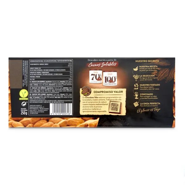 Chocolate negro con almendras enteras Valor 250 g 3