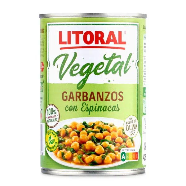 Garbanzos con espinacas Litoral 425 g 2