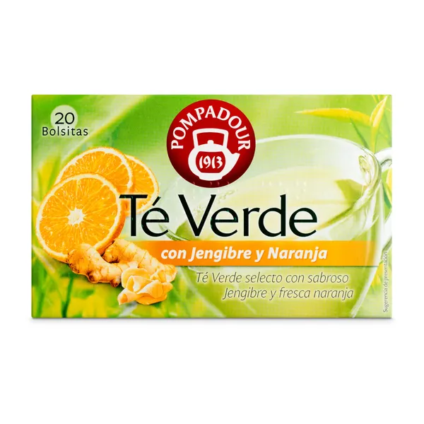 Té verde con jengibre y naranja Pompadour caja 20 unidades 2