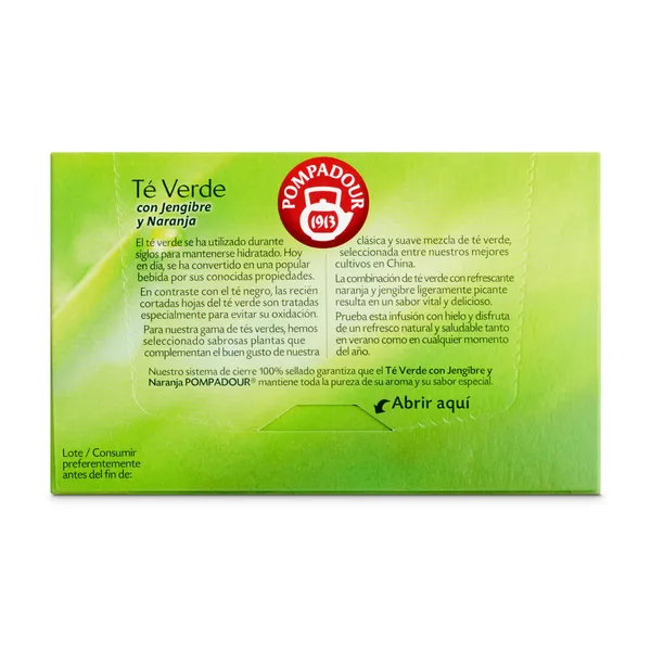 Té verde con jengibre y naranja Pompadour caja 20 unidades 5