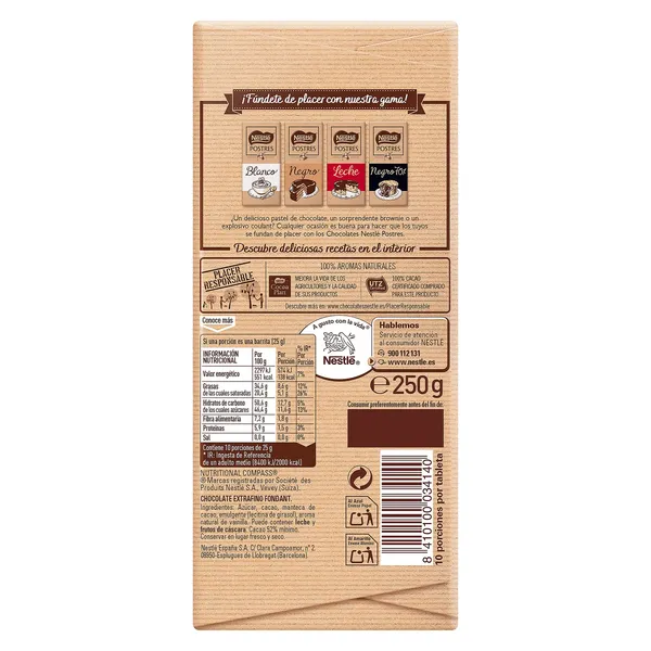 Chocolate negro fondant para postres Nestlé 200 g 2
