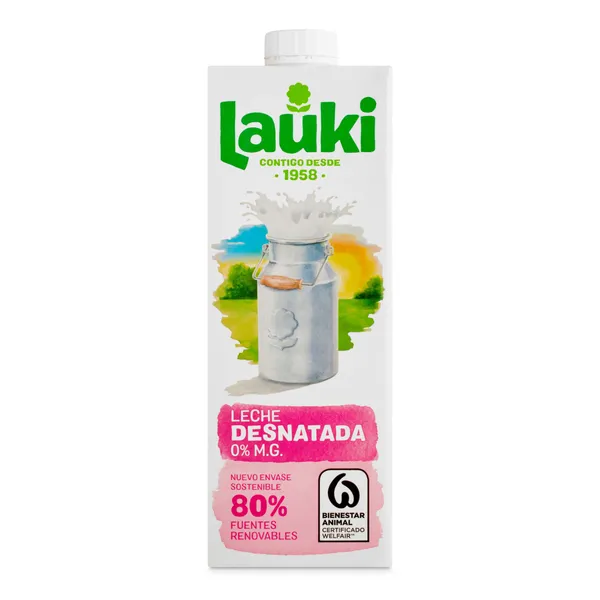 Leche desnatada Lauki brik 1 l 2