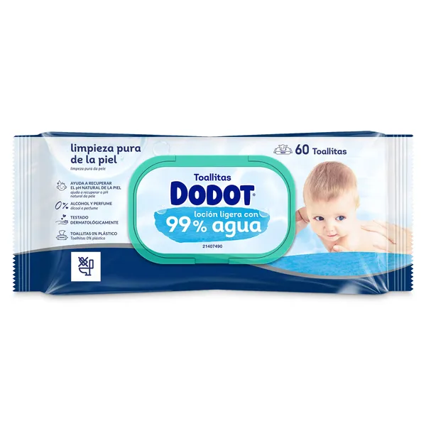 Toallitas 99% agua Dodot 60 unidades 2