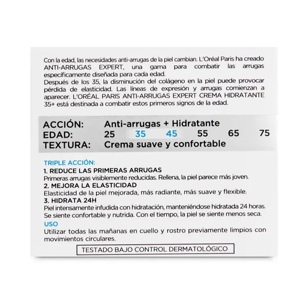 Crema hidratante antiarrugas 35+ L'Oréal frasco 50 ml 3