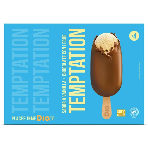 Helado bombón chocolate con leche Dia Temptation 4 x 84 g 2