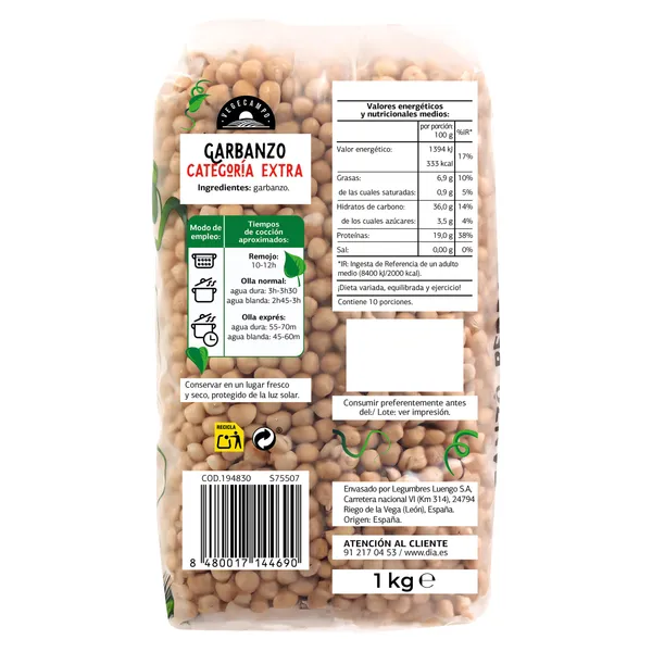 Garbanzos pedrosillanos Dia Vegecampo 1 Kg 2