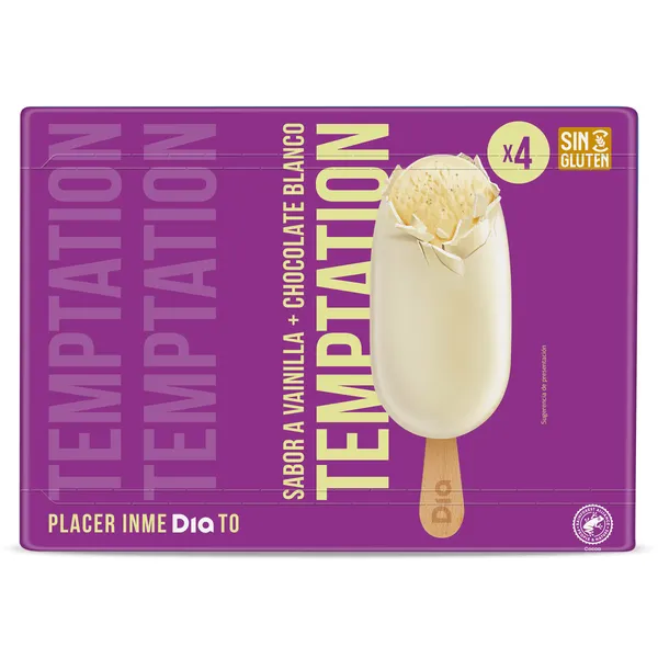 Helado bombón chocolate blanco Dia Temptation 4 x 84 g 2