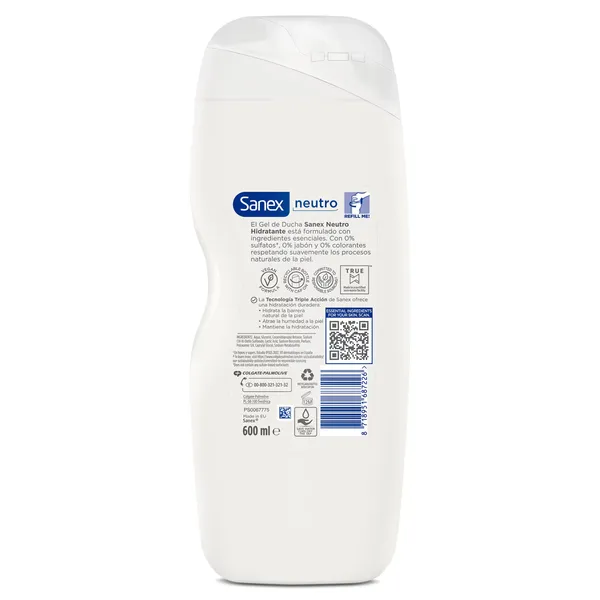 Gel de ducha neutro Sanex 600 ml 3