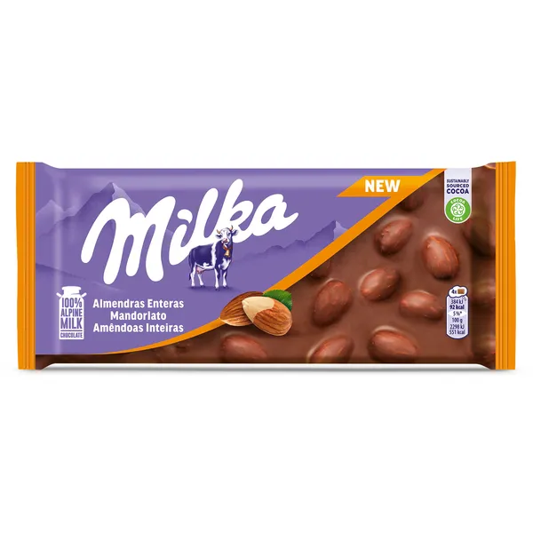 Chocolate con leche y almendras enteras Milka 100 g 2
