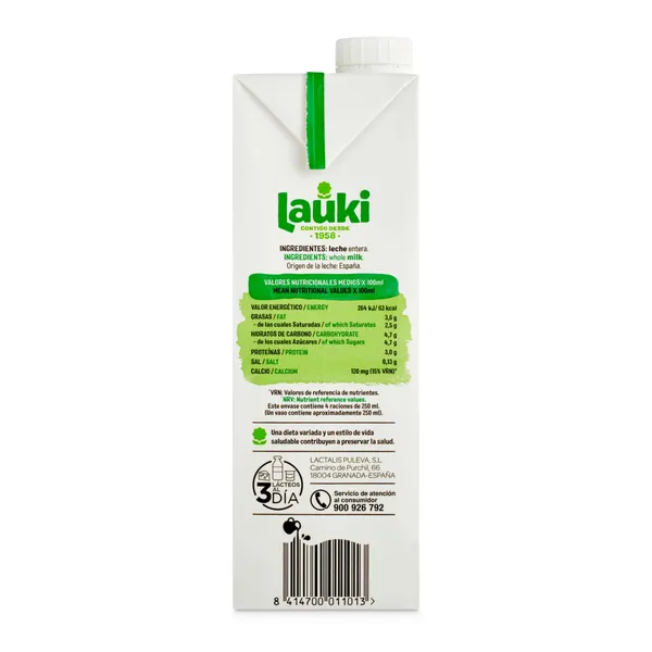 Leche entera Lauki brik 1 l 3