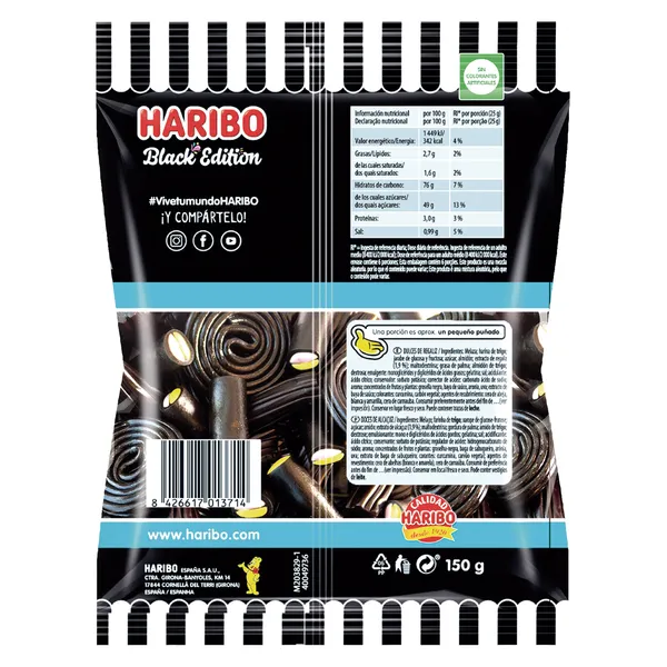 Golosinas de regaliz black edition Haribo bolsa 150 g 2