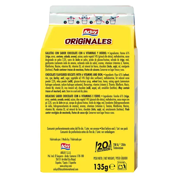 Mini galletas chocolateadas con vitaminas Simpsons Arluy caja 135 g 2