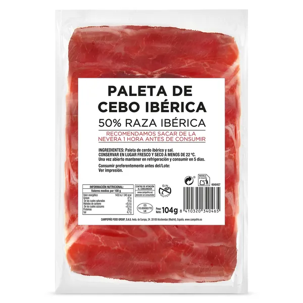Paleta de cebo ibérico 50% de raza ibérica Navidul sobre 104 g 2