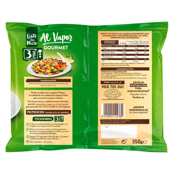 Verduras al vapor gourmet Findus 350 g 2