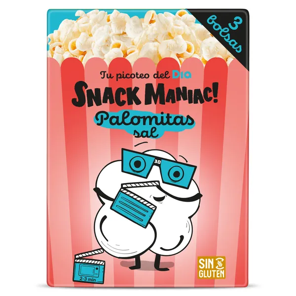 Palomitas con sal para microondas Dia Snack Maniac 270 g 2