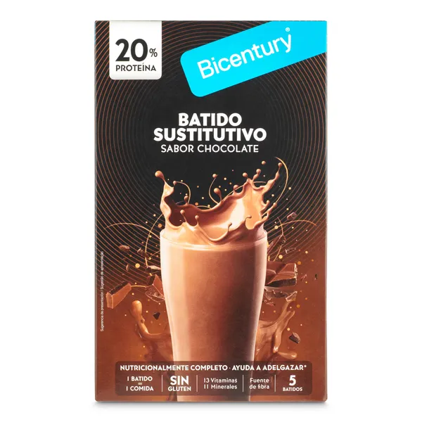 Batido sustitutivo de chocolate Bicentury caja 5 unidades 2