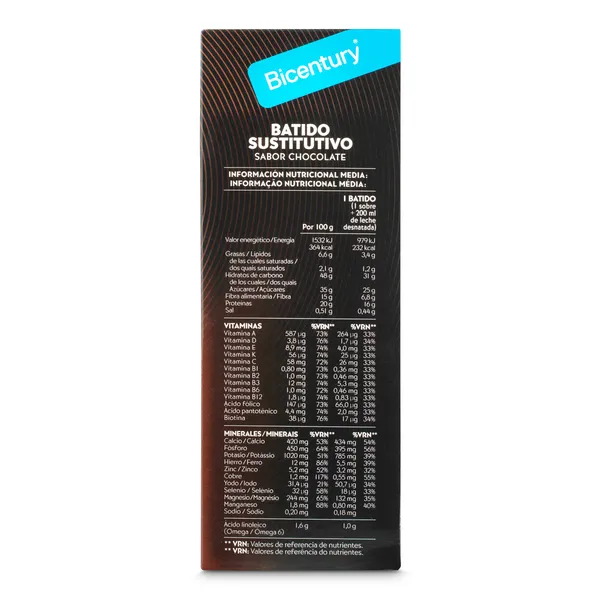 Batido sustitutivo de chocolate Bicentury caja 5 unidades 3