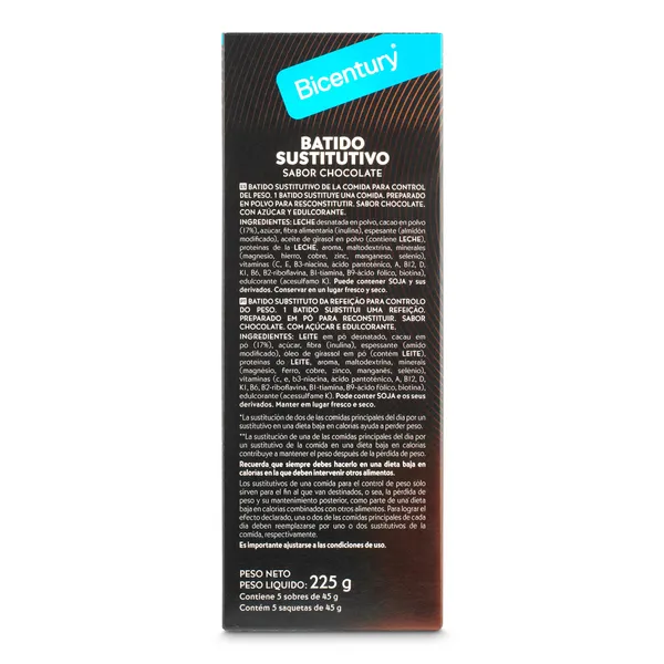 Batido sustitutivo de chocolate Bicentury caja 5 unidades 4