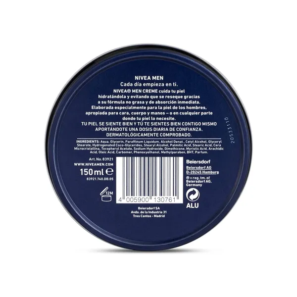 Crema multiusos para hombres Nivea lata 150 ml 2