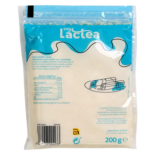 Queso especial gratinar rallado Dia Láctea bolsa 200 g 2
