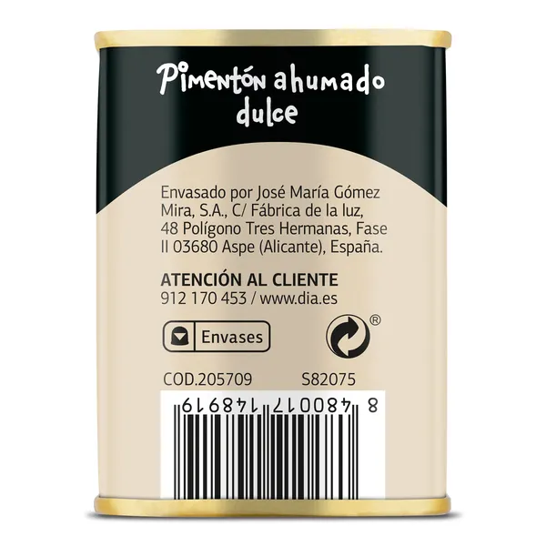 Pimentón ahumado dulce Dia Vegecampo lata 75 g 3
