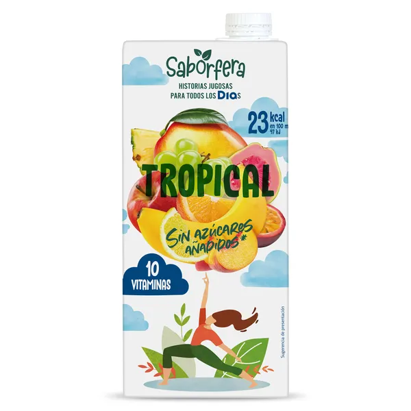 Bebida de zumo tropical sin azúcares añadidos Saborfera de Dia brik 1 L 2