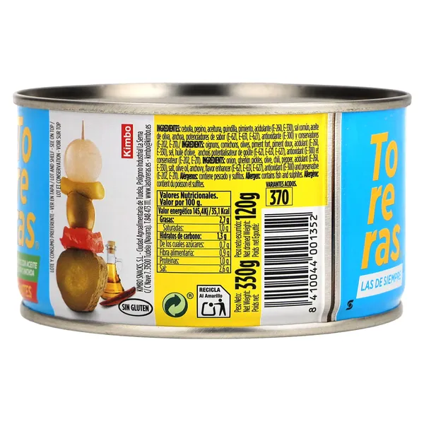 Toreras picantes aliñadas con aceite de oliva y anchoas Kimbo 120 g 3