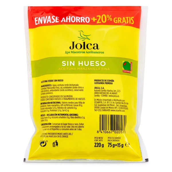 Aceitunas sin hueso Jolca 90 g 3