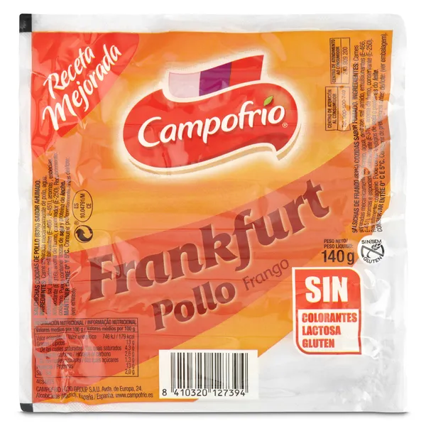 Salchichas frankfurt de pollo Campofrío bolsa 3 x 140 g 2