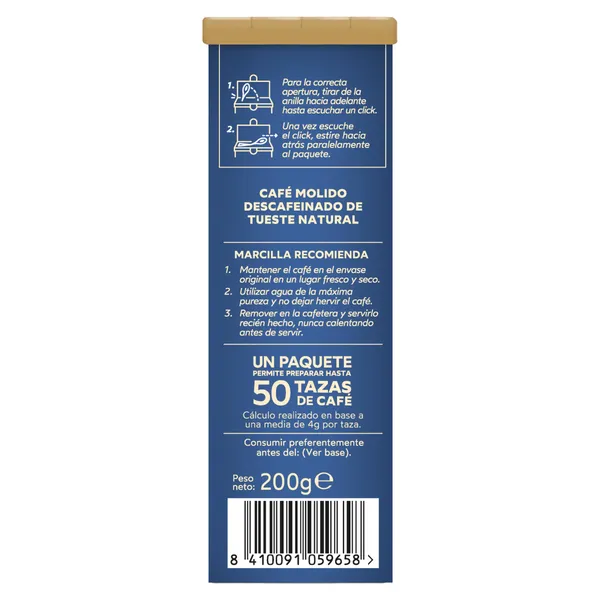 Café molido natural descafeinado gran aroma Marcilla 200 g 3