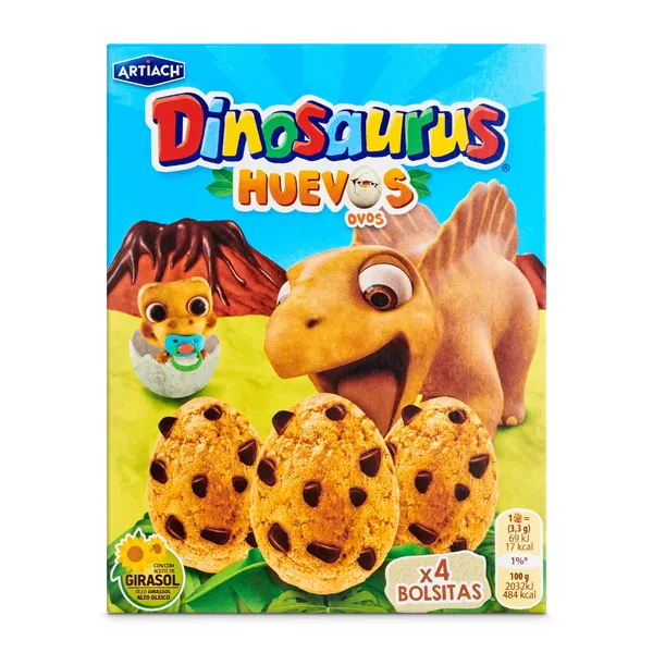 Galletas huevos de cereales con chocolate Artiach Dinosaurus caja 140 g 2