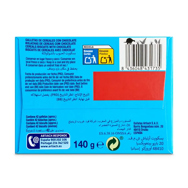 Galletas huevos de cereales con chocolate Artiach Dinosaurus caja 140 g 3